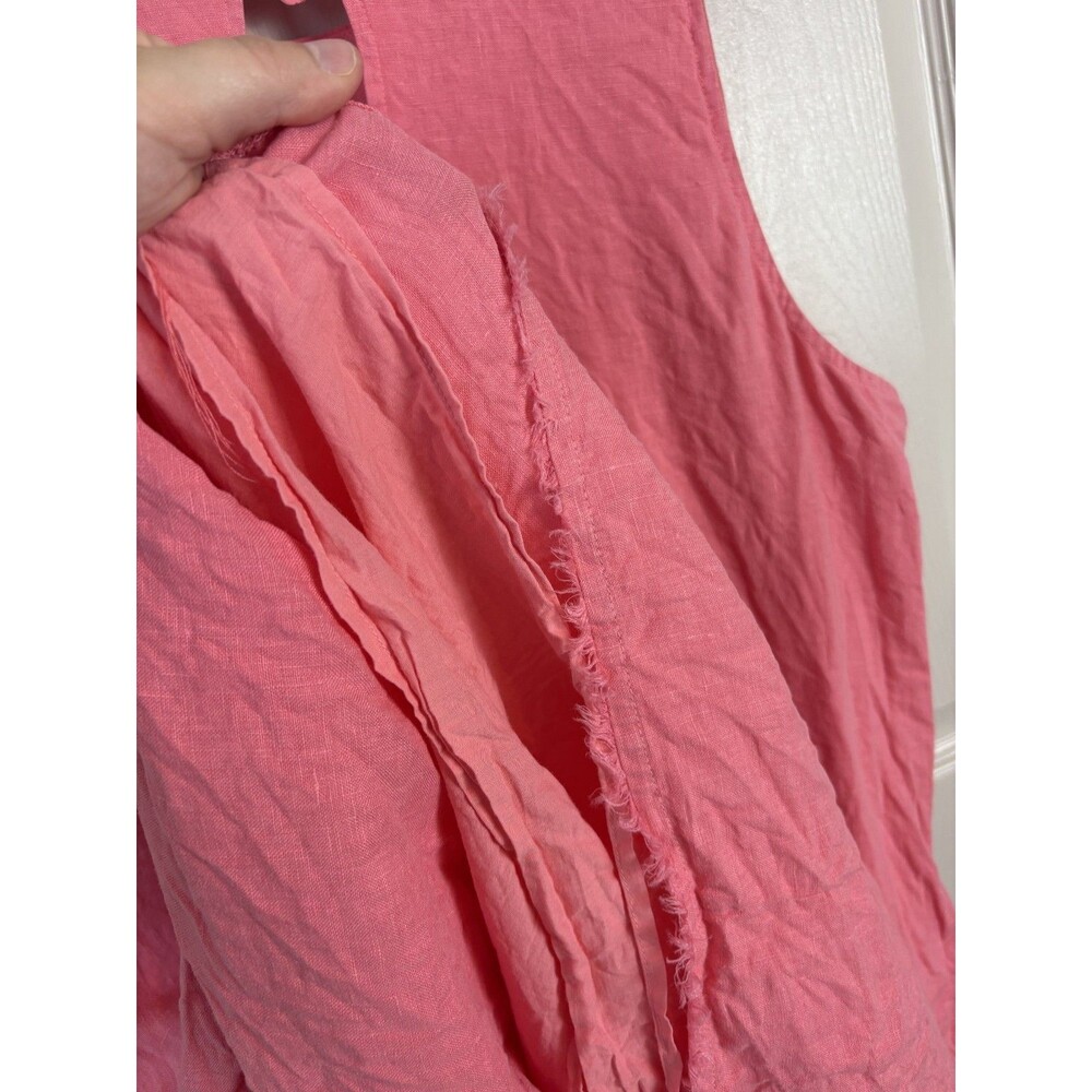 Tommy Bahama 100% Linen Sleeveless Frayed Pink Beachy Dress Knee Length XL 204 - Picture 4 of 6